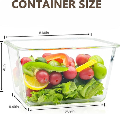 2 Pack Large Glass Storage Containers with Lids 85oz/10.5cup Big Airtight Glass Food Storage Containers for Rotisserie Chicken Watermelon Meal Prep, BPA Free, Freezer Dishwasher Oven Safe