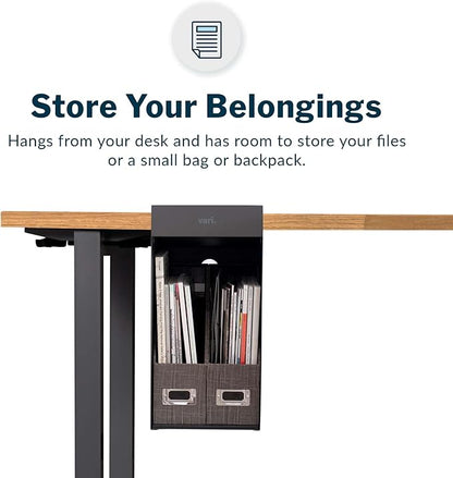 Vari Hanging Desk Cubby - Under Desk Easy Mount Office Organizer & File Storage Holder - Durable Powder-Coated Steel with Writable Glass Marker Board - Ideal Home or Office Accessory - 50 lb Capacity