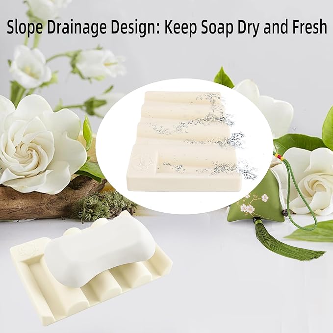 Silicone Soap Dish,Self Draining Soap Holder Perfect for Shower,Bathroom Sink,Kitchen Sink & Travel,Non-Slip Bar Soap Holder Extend Soap Life,Keep Soap Bars Dry & Easy Cleaning Beige-1Pcs