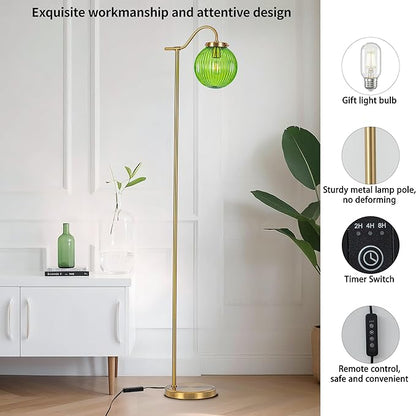 MAYNA Bedroom Floor Lamp, Modern Green Shade, 67" Tall, Suitable for Bedroom, Study, Office (Includes 2700K Bulb) (Gold and Green)
