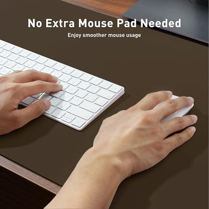 Aothia Faux Leather Desk Mat - Non-Slip PU Leather Desk Blotter, Waterproof Writing Surface, Large Desk Pad for Office & Home (Coffee, 55" x 17")