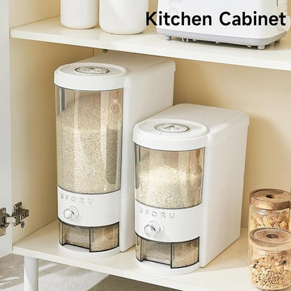 UFORU Rice Dispenser 20 lbs | Large Rice Storage Container for Kitchen&Pantry - Space-saving, Moisture & Pest-proof, BPA-Free - Dry Food Dispenser with One-Touch Dispenser & Measuring Cup for Families