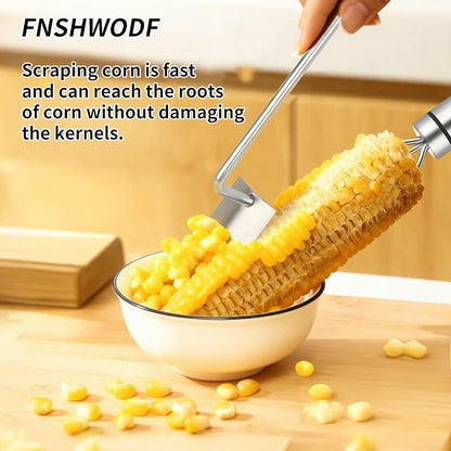 Professional Corn Peeler for Corn on the Cob, 2-Pack Stainless Steel Corn Stripper Tool with Long Handle & Safety Guard, Efficient Corn Kernel Remover for Kitchen, Wedding Favors, Party Supplies (2)