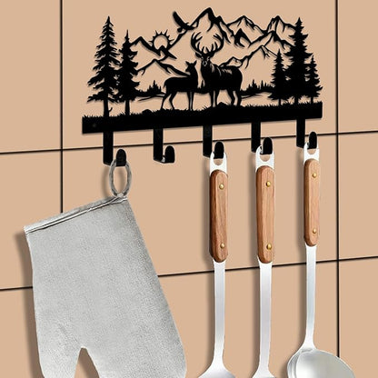 Deer Metal Key Holder for Wall, Key Holder Wall Mount, Key Rack, Key Hooks for Living Room, Hallway, Office