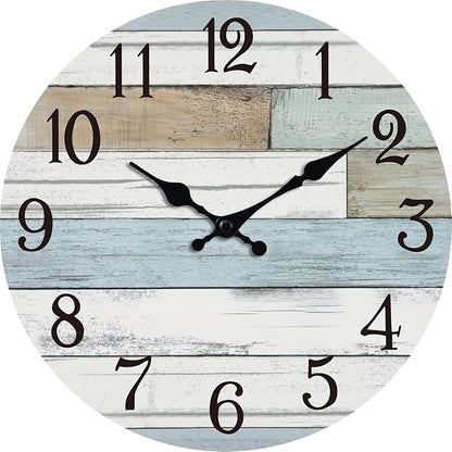 KECYET Wall Clock Battery Operated 10 Inch Silent Non Ticking Coastal Design Country Rustic Retro Decorative for Bathroom Kitchen Living Room Bedroom