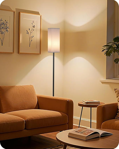 2Pack 64.2” Dimmable Floor Lamp for Living Room with Remote & Foot Switch, Corner Floor Lamp for Bedroom, Includes A19 Bulb, Modern Standing Tall Lamp, ETL Listed White and Black CW17LDP205