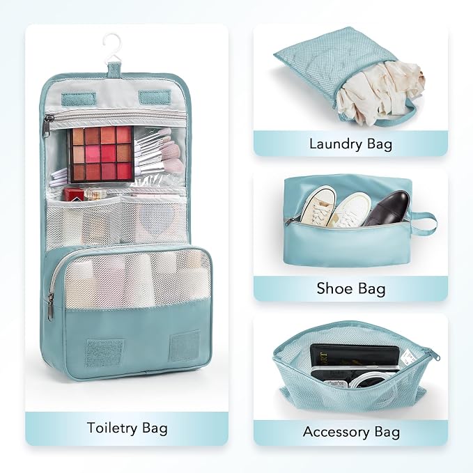 8 Set Compression Packing Cubes for Travel Essentials,Compressible Expandable Packing Cubes for Suitcase,OlarHike Luggage Garment Bags for Travel,Handy Helper for Organizing Clothes(Blue Gray)
