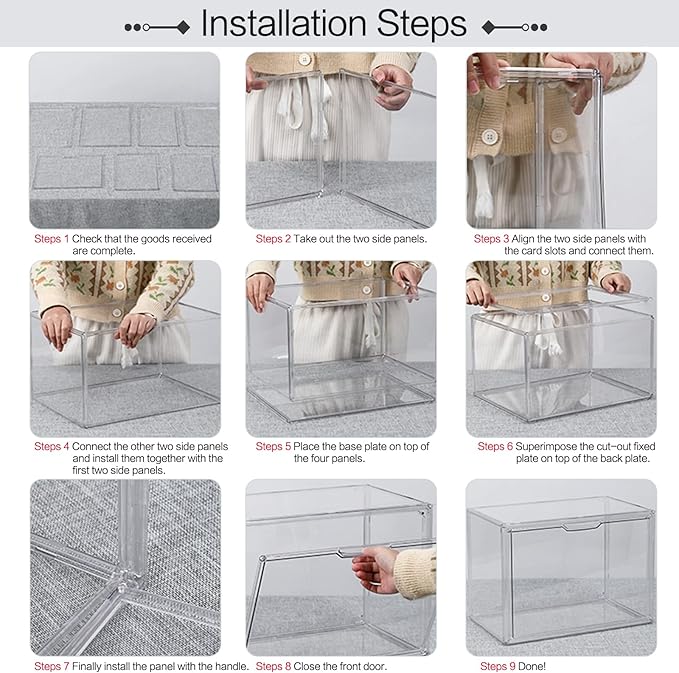 DILIBRA 4 Packs Clear Plastic Handbag Storage Organizer for Closet, Acrylic Display Box for Handbag, Stackable Storage Boxes Bag Organizer with Magnetic Door for Purse Clutch Wallet Book Toys