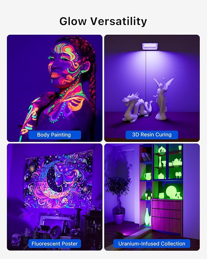 2 Pack 50W Blacklight Flood Lights Wired 120V IP66 Waterproof UV Led Black Light Use to Outdoor or Indoor for Landscape Decor, 3D Resin Prints, Ultraviolet Reactive Poster, Body Paint, Glow Party
