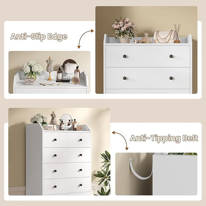 ADORNEVE Tall 6 Drawer Dresser, Dresser for Bedroom Vertical Dressers,White Modern Chest of Drawers,Closet Dressers with Drawers for Living Room, Entryway, Hallway