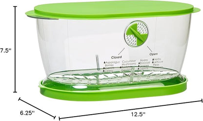 Prep Solutions by Progressive Lettuce Keeper Produce Storage Container,4.7 Quarts,Green (LKS-06),(Pack of 3)