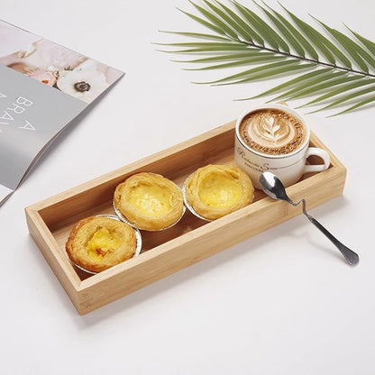 Bamboo Bathroom Tray, Bathroom Vanity Tray, Bathroom Trays for Counter, Toilet Tank Tray, Toilet Basket for Organizing (11.8 x 4.5 x 1.6 inch)