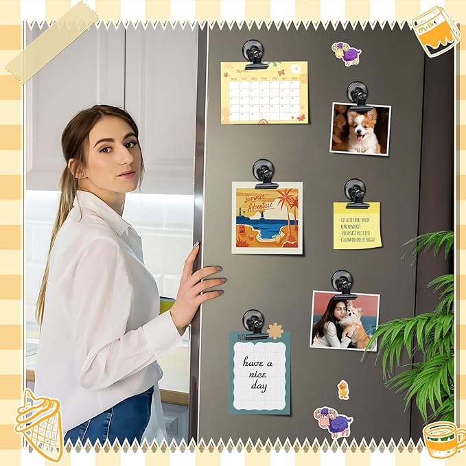 Grtard 48pack Magnetic Clips Heavy Duty, Black Magnet Clips for Fridge, Refrigerator Magnets, Scratch Free Magnets with Clip, Strong Magnetic Clip for Refrigerator, Whiteboard, Locker, Classroom