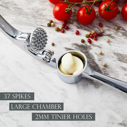 Premium Garlic Press, Professional Garlic Mincer, Easy to Squeeze and Clean, Rust Proof, Efficient Ginger Crusher - Sliver