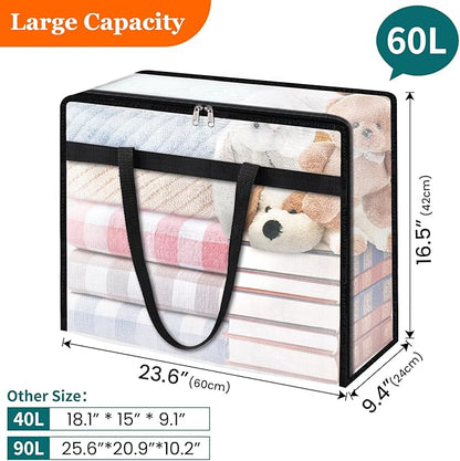 TasticTotes 8 Pack Clear Storage Bags for Comforter, Clothes & Bedding, Plastic Blanket Storage with Zipper and Handle, Moving Bags, Closet Organizer and Under-Bed Storage (60L)