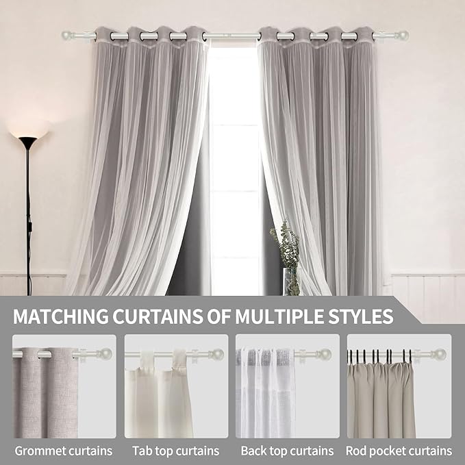 Thestoa Nickel Curtain Rods for Windows 30-62 Inch, 5/8" Stainless Steel Small Curtain Rod for Bedroom, Living Room,Kitchen,Farmhouse