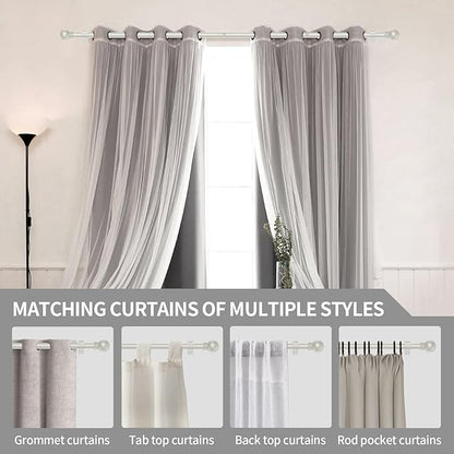 Thestoa Nickel Curtain Rods for Windows 30-62 Inch, 5/8" Stainless Steel Small Curtain Rod for Bedroom, Living Room,Kitchen,Farmhouse
