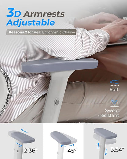 CabBase C1 Pro Ergonomic Mesh Office Chair - 6‘6“ Big & Tall Home Office Desk Chairs Seat Depth Adjustable with Lumbar Support - Back Height Adjustable Computer Task Chair with Headrest