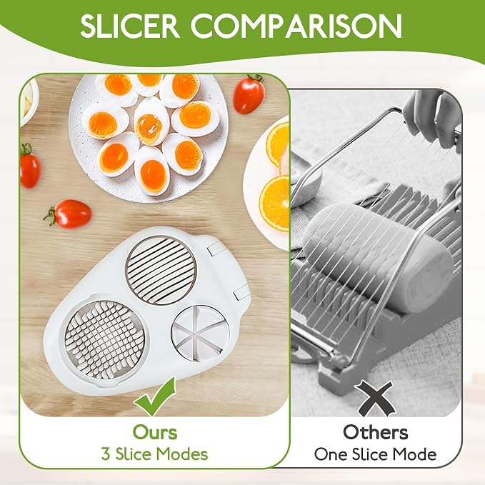3 in 1 Egg Slicer, Stainless Steel Multipurpose Egg Cutter, Multi-function Kitchen Chopper Tool for Strawberry, Mushroom, Grape, Cherry Tomato, Easy to Clean Kitchen Cutter