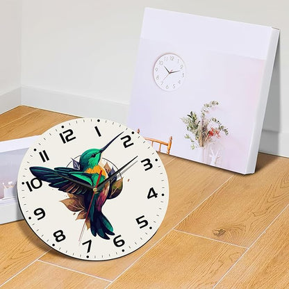 Flaying Hummingbird Bird Wall Clock Silent Non-Ticking Battery Operated Clock 10 Inch, Home Decor for Living Room, Kitchen, Bedroom and Office