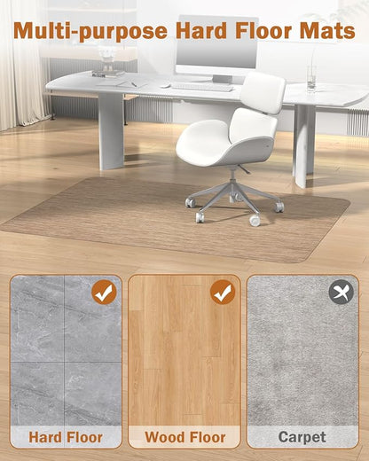 Blvornl Office Chair Mat for Hardwood Floor, 47.2"x60" Desk Computer Chair Mat, Large Anti-Slip Hard Floor Protector, PVC Mat Desk Rug for Office and Home, Red Brown