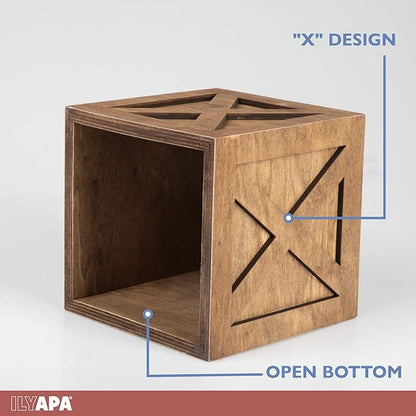 Ilyapa Wood Tissue Box Cover Farmhouse X Patterned - Rustic Farmhouse Barnwood Tissue Holder
