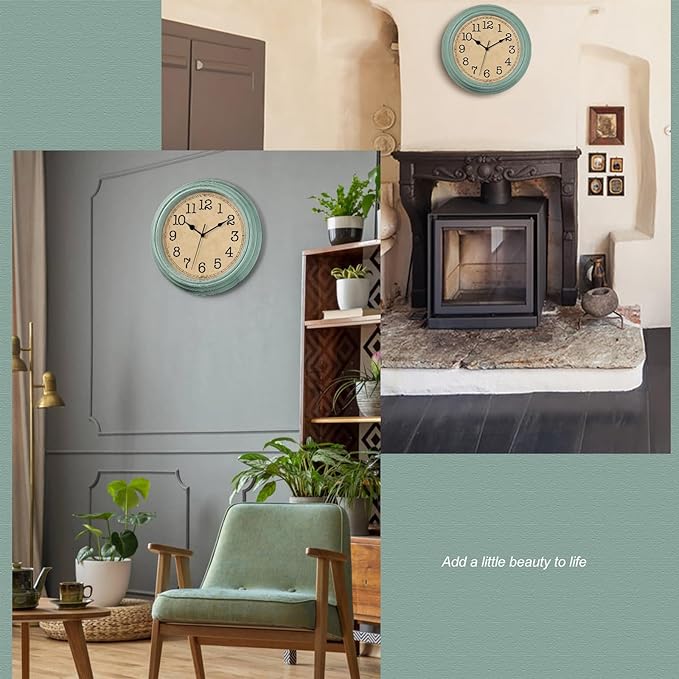 HYLANDA 12 Inch Wall Clock, Silent Non-Ticking Decorative Battery Operated Easy to Read for Kitchen Living Room, Bathroom, Bedroom, Office