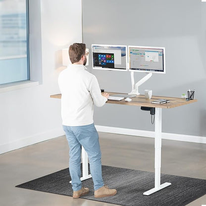 VIVO Electric 71 x 30 in Standing Desk, Touch Screen Adjustment, 176 lb Frame Support, 2E Series, Reclaimed Wood Top White Frame, DESK-KIT-2EW71P