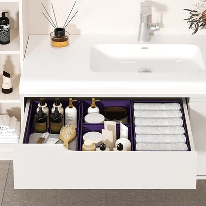 DIMJ Drawer Organizer Clothes 18 Pack - Foldable Baby Organizers and Storage & Dresser Organizer for Bedroom, Closet - Nursery Organization Dresser Dividers for underwear, Sock,Bra, Belt, Tie, Purple