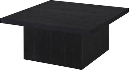 Coaster Home Furnishings - Devar - Wood - Square Coffee Table with Pedestal Base, Geometric Design and Contemporary Style - Living Room - Black - 706408