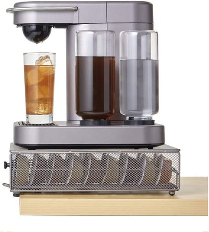 Nifty Cocktail Beverage Bartesian Capsule Drawer – Holds up to 36 Capsule Pods, Smooth Glide Rolling Drawer, Silver, Countertop Bar Organizer