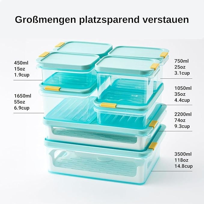LocknLock HFL106 Freezer Fit Plastic Food Storage Container with Lid for Kitchen, Lunch, Meal Prep, and Leftovers, BPA-Free, Airtight, Leakproof, Microwave, Dishwasher-Safe, 3.5L