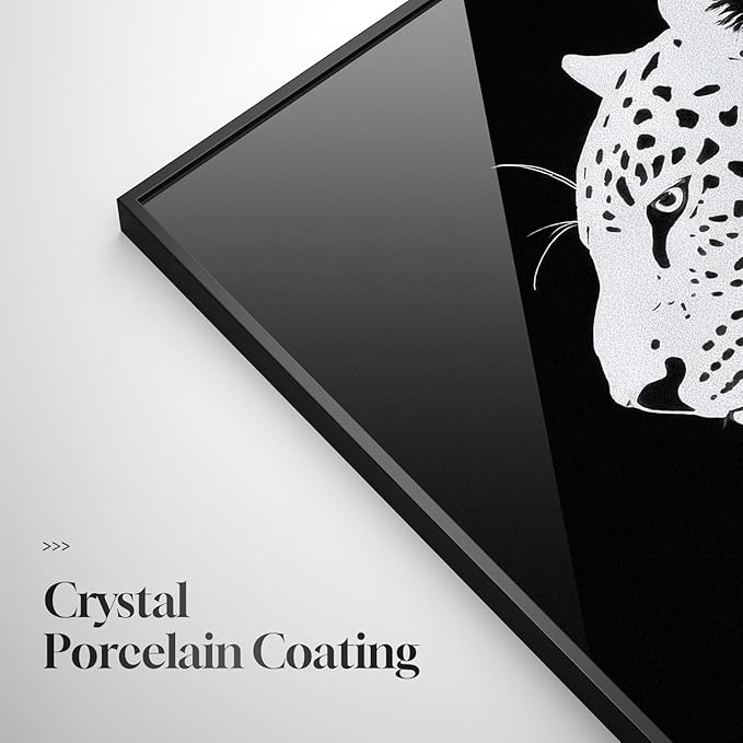 Framed Black and White Wall Art, Large Modern Minimalist Animal Portrait Prints Paintings Artwork for Walls, Elegant Leopard Pictures for Living Room Dining Bedroom Hallway Office Home Decor 24x36In