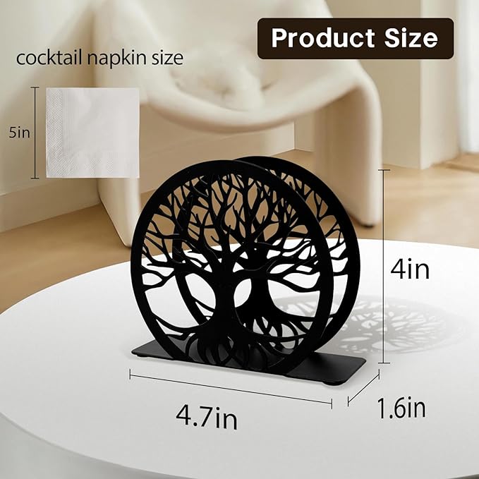 Napkin Holder for Table, Standing Napkin Dispenser Outdoor Farmhouse Black Cocktail Napkin Holders for Kitchen Coffee Shop Dining Room (4.7"x 1.6"x 4")