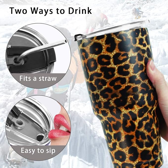 SYACOT 30oz Tumbler Double Wall Stainless Steel Vacuum Insulated Travel Mug with Splash-Proof Lid Metal Straw and Brush
