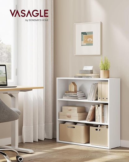 VASAGLE Set of 2 Bookshelves, 31.5 Inches Wide, 3-Tier Open Bookcases with Adjustable Storage Shelves, Floor Standing Units, Cloud White ULBC173T14-2