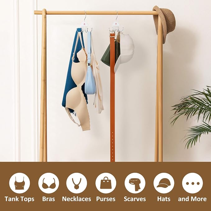 ZEDODIER 2 Pack Tank Top Hanger, Rotatable Bra Organzier for Closet, Max 48 Storage Capacity Sport Bra Holder, Space Saving Closet Organizers and Storage, White