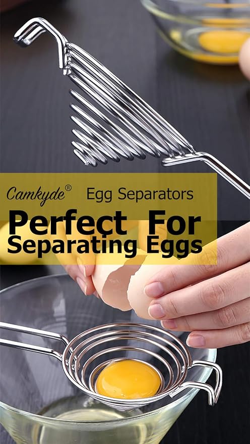 CAMKYDE Egg Separator Food Grade Stainless Steel Egg Yolk White Separation Tool (Black)