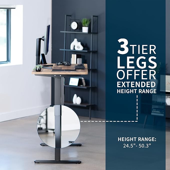 VIVO Electric 55 x 28 in Dual Motor Sit Stand Desk, Memory Height Adjustment, 2B Series, Reclaimed Wood Top Black Frame, DESK-KIT-2B55P