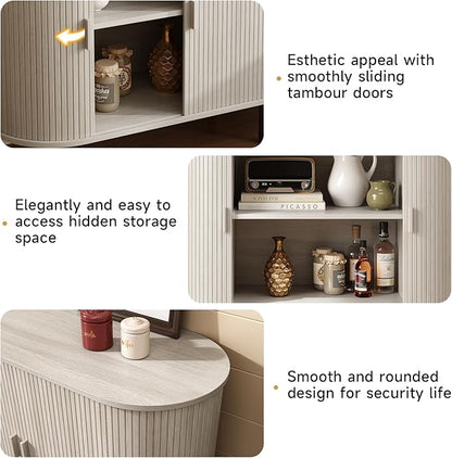 ONBRILL 40" Sideboard Buffet Cabinet with Storage, Storage Cabinet with Sliding Door & Adjustable Shelf, Modern Accent Coffee Bar Console Table for Kitchen, Entryway, Natural White