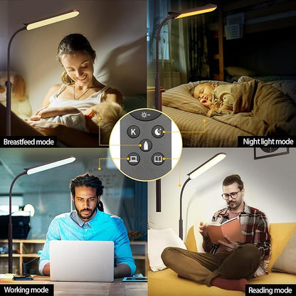 LED Floor Lamp, 18W Super Bright Floor Lamp for Living Room, Adjustable Stepless Colors & Brightness Standing Lamp, Eye Caring Reading Light with Remote& Touch Control for Bedroom Office