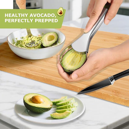 Avocado Slicer Tool 3 in 1, Stainless Steel Avocado Cutter Tool Set, Avocado Masher & Avocado Peeler Tools, Multi-Function Avocado Smasher Tools for Slicing, Scooping and Pit Removal