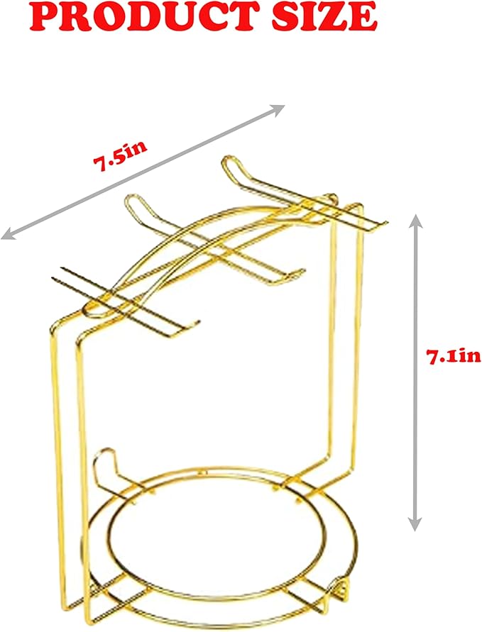 6-Hook Metal Teacup Holder Stand, Gold versatile tea cup stand and organizer for your kitchen counter. This elegant mug tree provides stylish storage and drying for cups, perfect for daily use（2 pack）