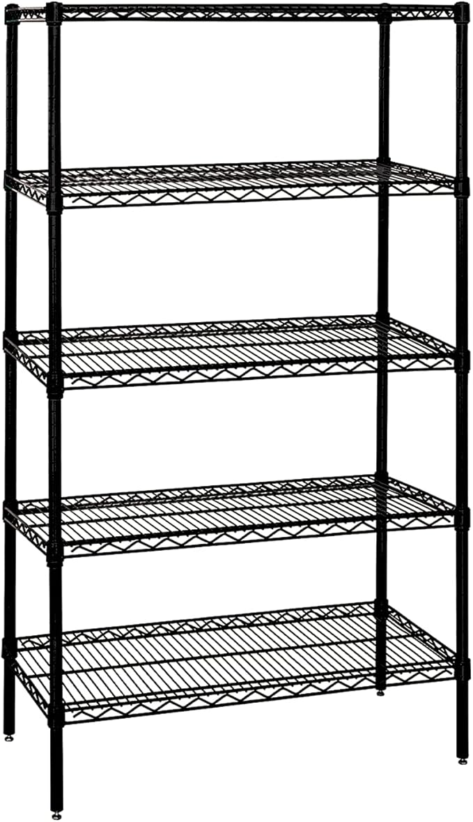 Quantum Storage Systems WR86-1860BK-5 Starter Kit Wire Shelves Black Epoxy 5 Shelves 86" H x 60" W x 18" D
