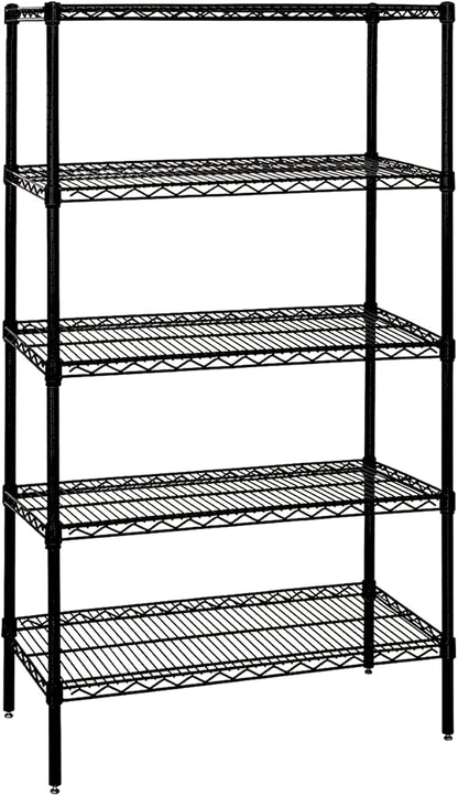 Quantum Storage Systems WR86-1860BK-5 Starter Kit Wire Shelves Black Epoxy 5 Shelves 86" H x 60" W x 18" D