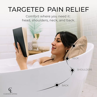 Luxury Bath Pillow for Tub - Thick and Comfortable Bathtub Pillow Support for Head and Neck and Back - Washable Quick-Drying Bath Pillows - Bath Cushion for Home Spa - Fits Any Bathtub - Sand