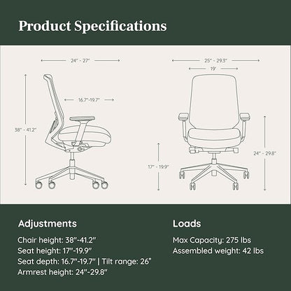 Branch Ergonomic Chair Pro - Mesh Office Chair with 14 Points of Adjustment - Height, Depth & Tilt Adjustable - 5D Armrests - Forward Tilt, Smooth Recline, and Lumbar Support - Black