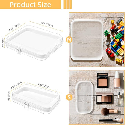 Topfinder Clear Hard Shell Zipper Case,Clear Toy Storage Pouch,Waterproof Transparent Organizer Comestic Case for Travel, Office, Home(White, 3*S)