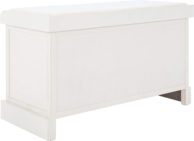 Safavieh Home Collection Landers Distressed White 2-Drawer/Cushion Storage Bench (Fully Assembled) BCH5702A