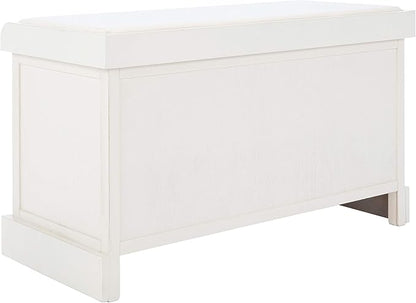 Safavieh Home Collection Landers Distressed White 2-Drawer/Cushion Storage Bench (Fully Assembled) BCH5702A